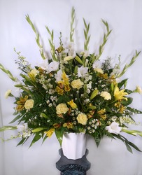 Yellow And White Altar Arrangement from Carl Johnsen Florist in Beaumont, TX