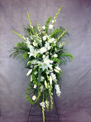 All White Standing Spray  from Carl Johnsen Florist in Beaumont, TX