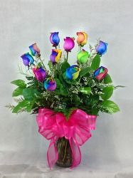 One Dozen Rainbow Roses from Carl Johnsen Florist in Beaumont, TX