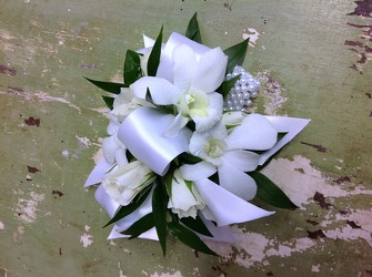 White Orchid Wrist Corsage from Carl Johnsen Florist in Beaumont, TX
