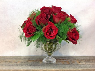 Classic Compote of Red Roses from Carl Johnsen Florist in Beaumont, TX