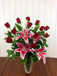 Roses And Stargazers Bouquet from Carl Johnsen Florist in Beaumont, TX