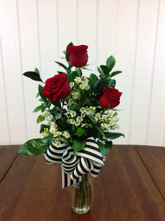 3 Red Roses from Carl Johnsen Florist in Beaumont, TX