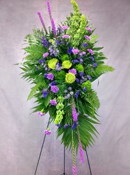Purple Lavender And Green Standing Spray from Carl Johnsen Florist in Beaumont, TX