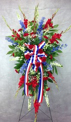Red, White, And Blue Standing Spray  from Carl Johnsen Florist in Beaumont, TX