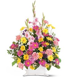 Spring Funeral Basket  from Carl Johnsen Florist in Beaumont, TX