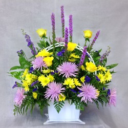 Purple And Yellow Basket  from Carl Johnsen Florist in Beaumont, TX
