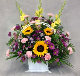 Sunny And Sweet Funeral Basket  from Carl Johnsen Florist in Beaumont, TX