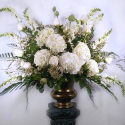 Elegant White Altar Arrangement  from Carl Johnsen Florist in Beaumont, TX
