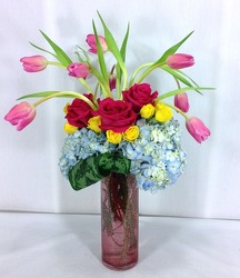 Tulips and Hydrangeas from Carl Johnsen Florist in Beaumont, TX