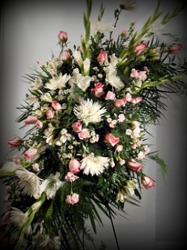 Lovely Pink And White Spray  from Carl Johnsen Florist in Beaumont, TX