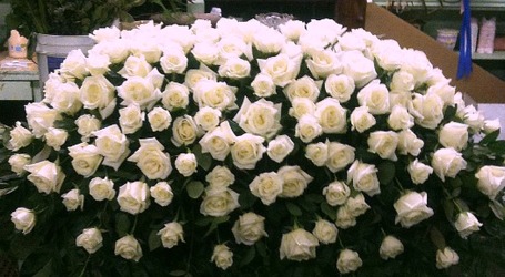 Full Sized White Rose Casket Cover  from Carl Johnsen Florist in Beaumont, TX