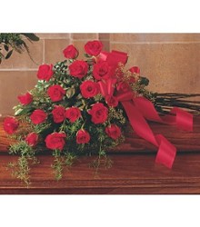 Teleflora's Red Rose Casket Spray from Carl Johnsen Florist in Beaumont, TX