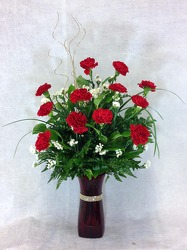 Stunning Red Carnation Arrangement  from Carl Johnsen Florist in Beaumont, TX