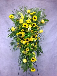 Burst Of Yellow Standing Spray  from Carl Johnsen Florist in Beaumont, TX