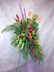 Tropical Sunset Standing Spray  from Carl Johnsen Florist in Beaumont, TX