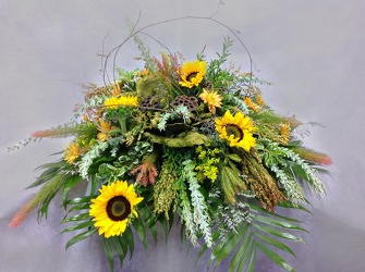 Sunflower Fields Casket Spray from Carl Johnsen Florist in Beaumont, TX