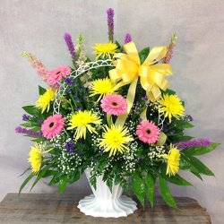 Shades of Spring Funeral Basket from Carl Johnsen Florist in Beaumont, TX