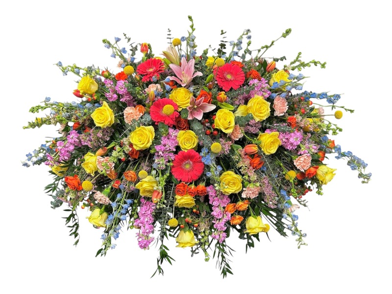 Bursting with Color Casket Cover  from Carl Johnsen Florist in Beaumont, TX