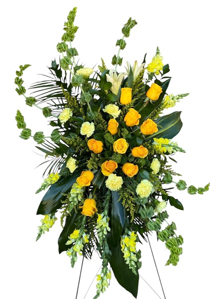 Burst Of Yellow Standing Spray  from Carl Johnsen Florist in Beaumont, TX