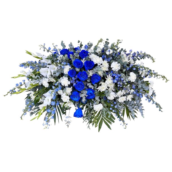 Blue Cascade Casket Spray from Carl Johnsen Florist in Beaumont, TX