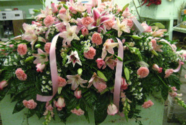 Lovely All Pink Casket Cover  from Carl Johnsen Florist in Beaumont, TX