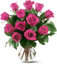 One Dozen Hot Pink Roses from Carl Johnsen Florist in Beaumont, TX